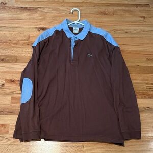 Lacoste Men's Polo Shirt in Brown and Light Blue